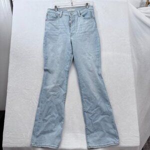 Levis Jeans Womens 32x33 Blue Light Wash Ribcage Boot Stretch High Rise